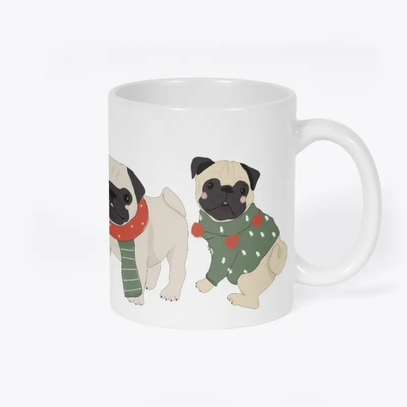 Cute Christmas Pugs