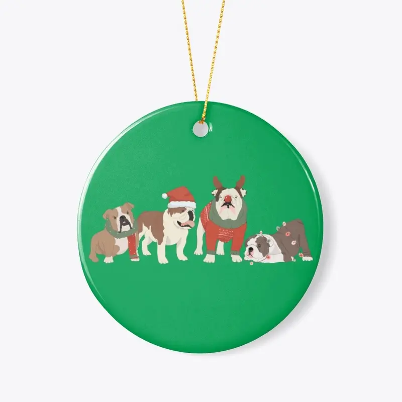 Cute Christmas English Bulldogs 