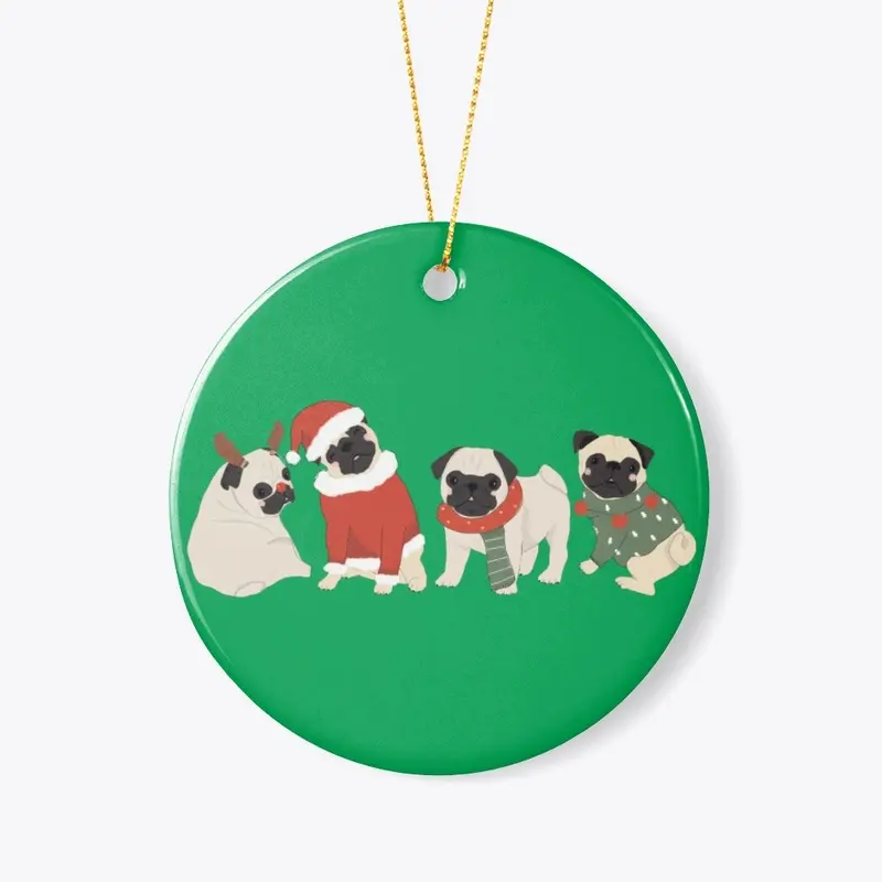 Cute Christmas Pugs