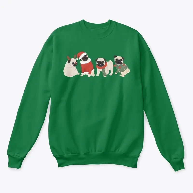 Cute Christmas Pugs