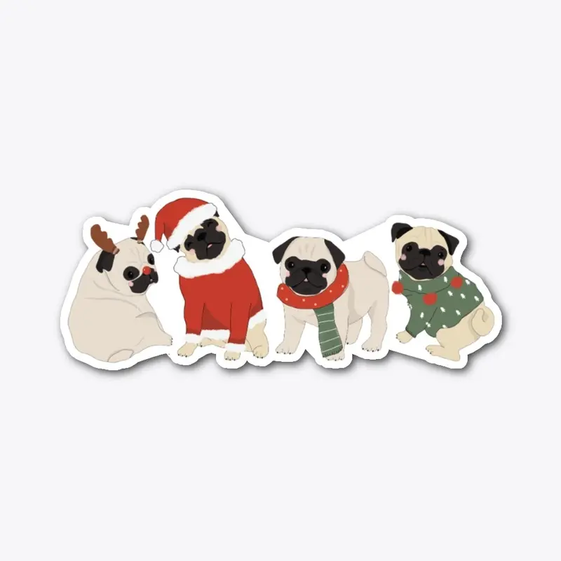 Cute Christmas Pugs